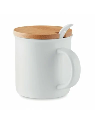 Porcelain mug with spoon KENYA | MO9708