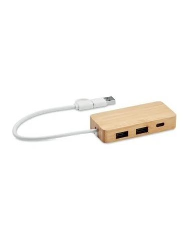 HUB USB de 3 puertos de bambú HUBBAM | MO2143