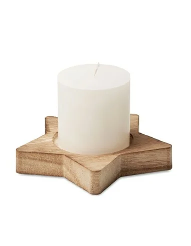 Candle on star wooden base LOTUS