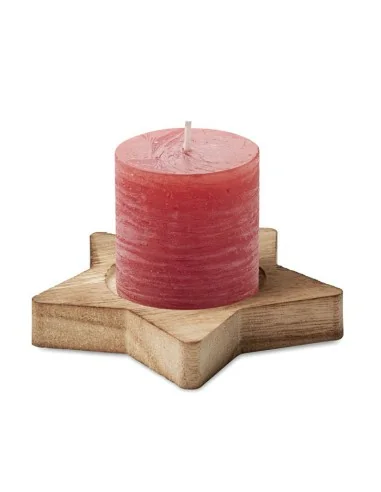 Candle on star wooden base LOTUS