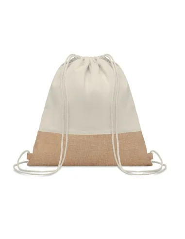 Drawstring bag w/ jute details INDIA